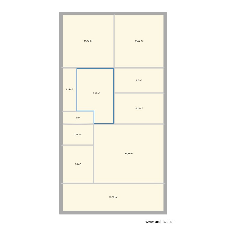 CARNOT R1 V2. Plan de 11 pièces et 106 m2