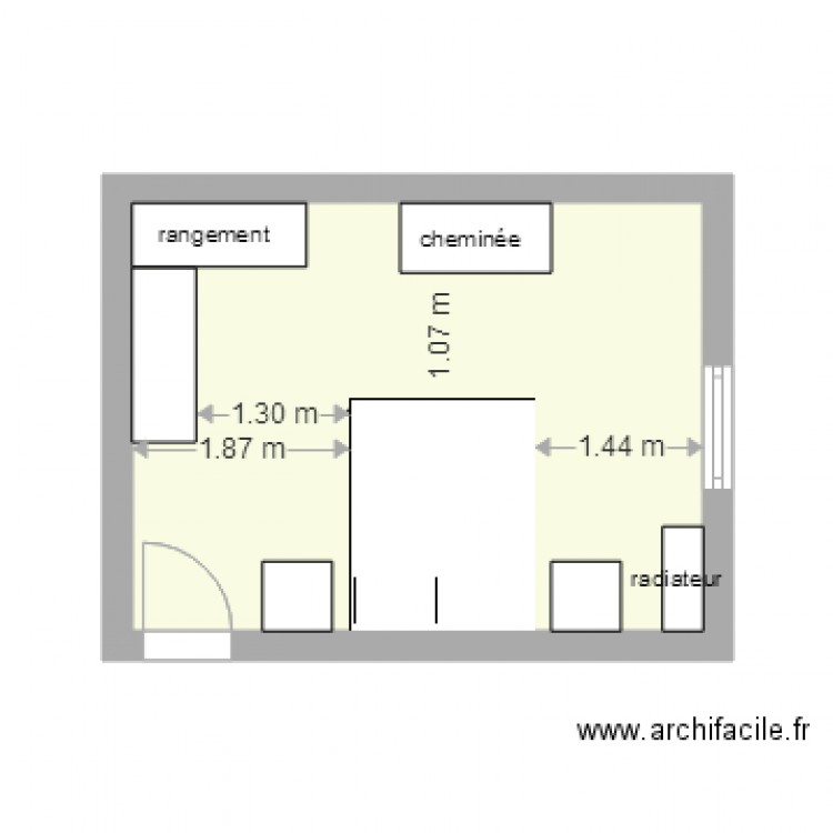 chambre grise version rangement angle 1. Plan de 0 pièce et 0 m2