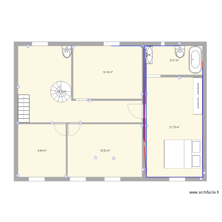 tout les chanbre du haut. Plan de 0 pièce et 0 m2