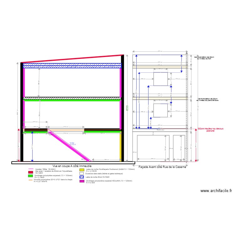 Vue coupe Isolation. Plan de 0 pièce et 0 m2