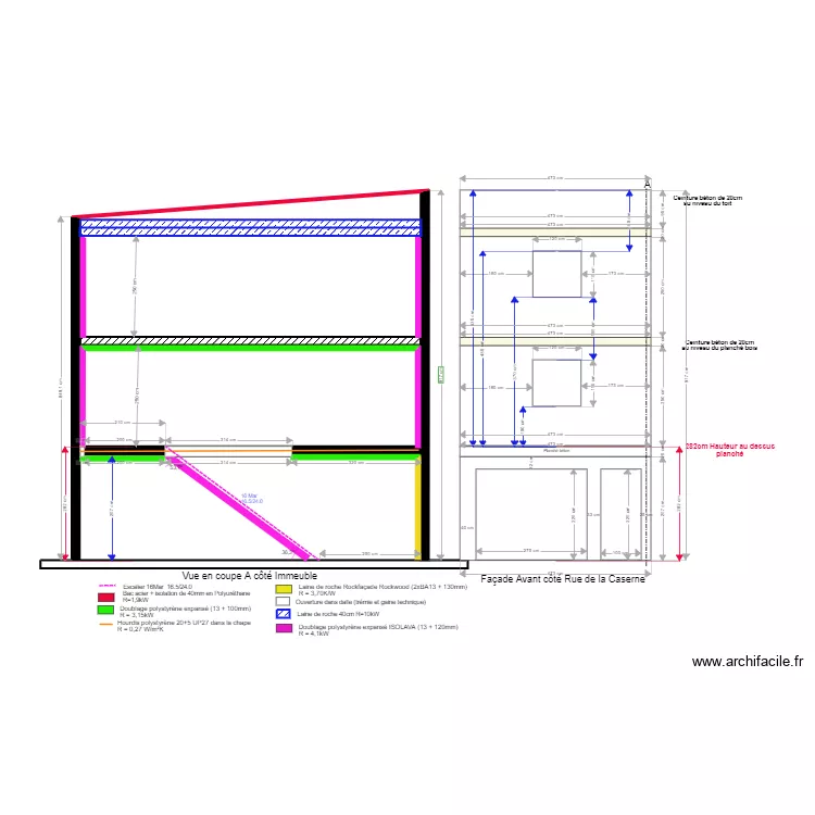 Vue coupe Isolation. Plan de Vue coupe Isolation. Plan de