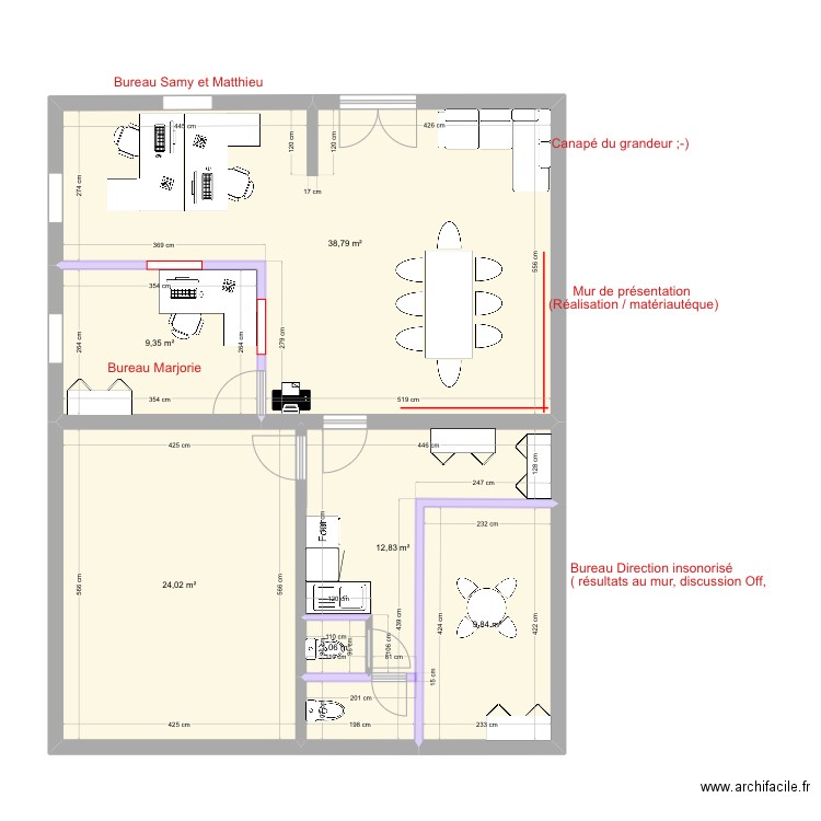 Entrepot 2’. Plan de 6 pièces et 96 m2