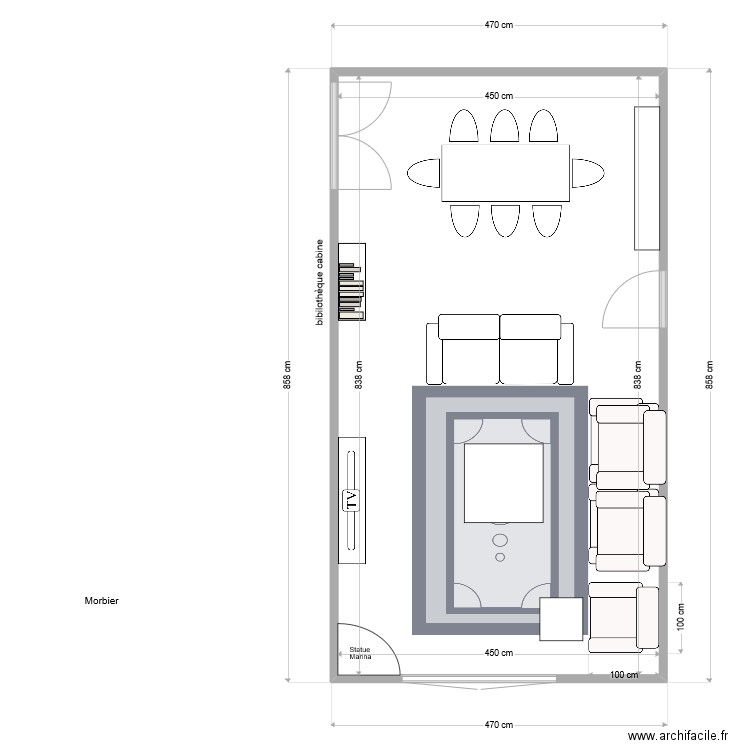 Salon  Salle à manger Evole. Plan de 1 pièce et 38 m2