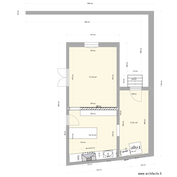 Cécile CASANOVAS PROJET. Plan de 3 pièces et 44 m2