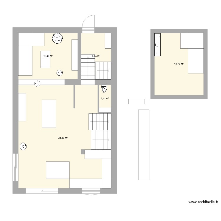 MAISON CLAVET V2. Plan de 5 pièces et 70 m2