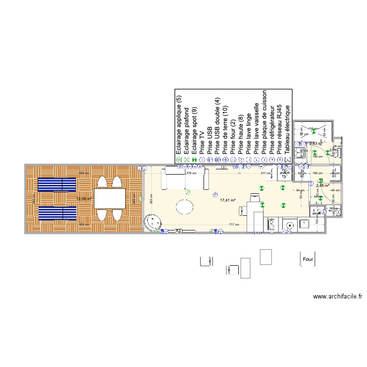 Studio Britania test. Plan de 4 pièces et 35 m2