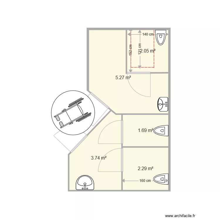 sanitaires LES PECHEURS. Plan de 