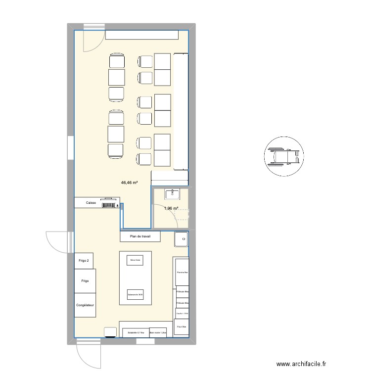 Harlem plan électrique. Plan de 2 pièces et 48 m2