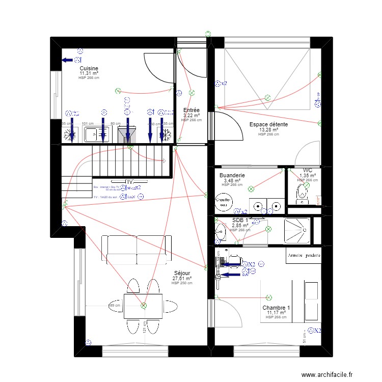 PALN LAMY RENOVATION V2 Electricien avec meubles. Plan de 0 pièce et 0 m2