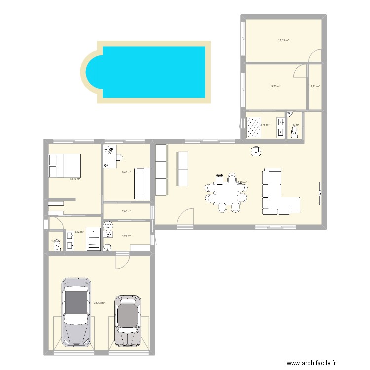 PENINGUETTE. Plan de 13 pièces et 147 m2