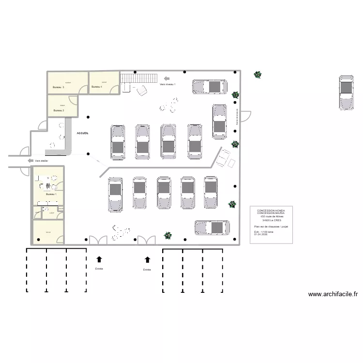 HONDA  RDC  projet 2 bis   2026. Plan de 8  et 62 m²