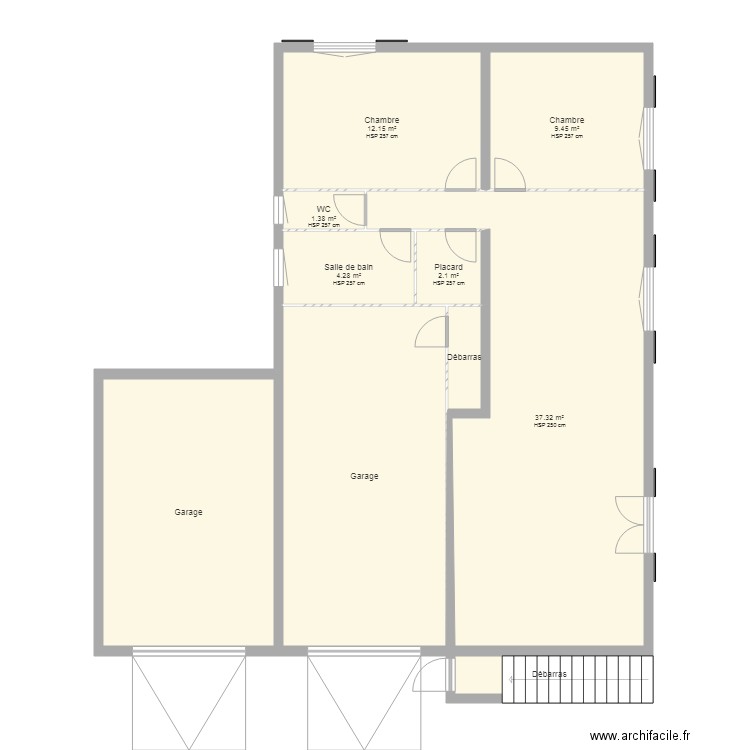 Existant Rez de Chaussé. Plan de 0 pièce et 0 m2