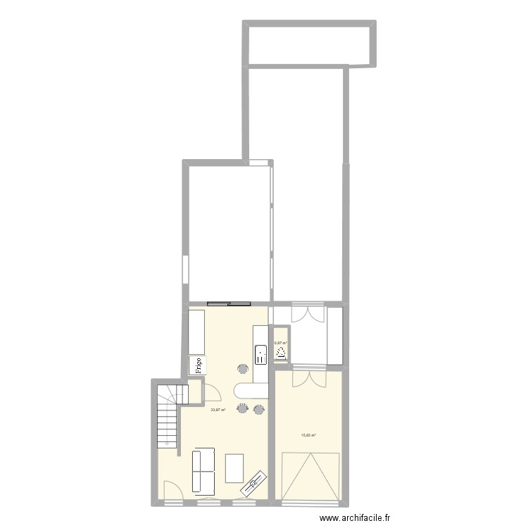 PlaceVieuxMarcheRDC. Plan de 3 pièces et 50 m2