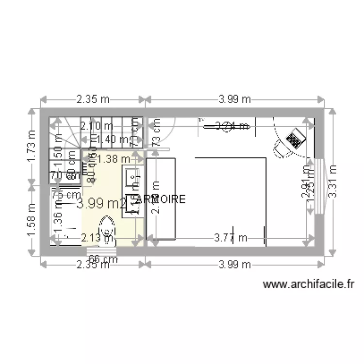 CHAMBRE SDB. Plan de 