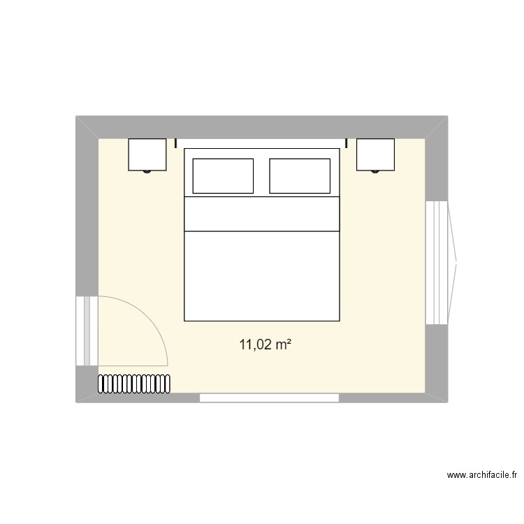 Chambre Dupleix. Plan de 1 pièce et 11 m2