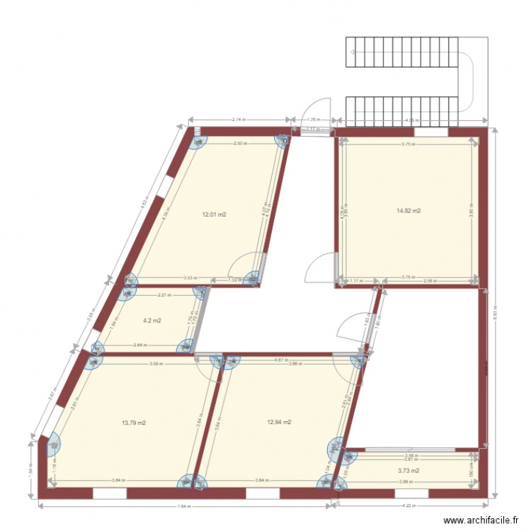1 etage ghani 02. Plan de 6 pièces et 61 m2