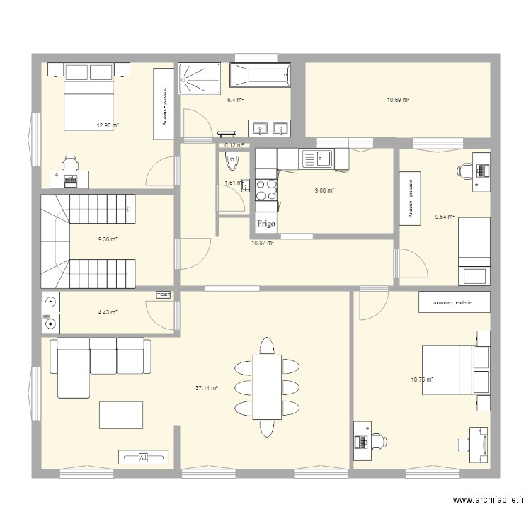 1er etage meublé. Plan de 0 pièce et 0 m2