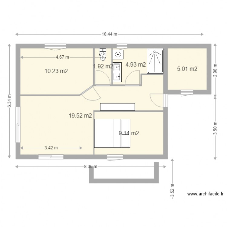 BUGLISE EXISTANT 50m2 SDB Nord. Plan de 0 pièce et 0 m2