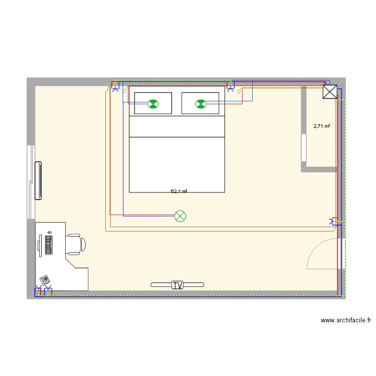 chambre. Plan de 0 pièce et 0 m2