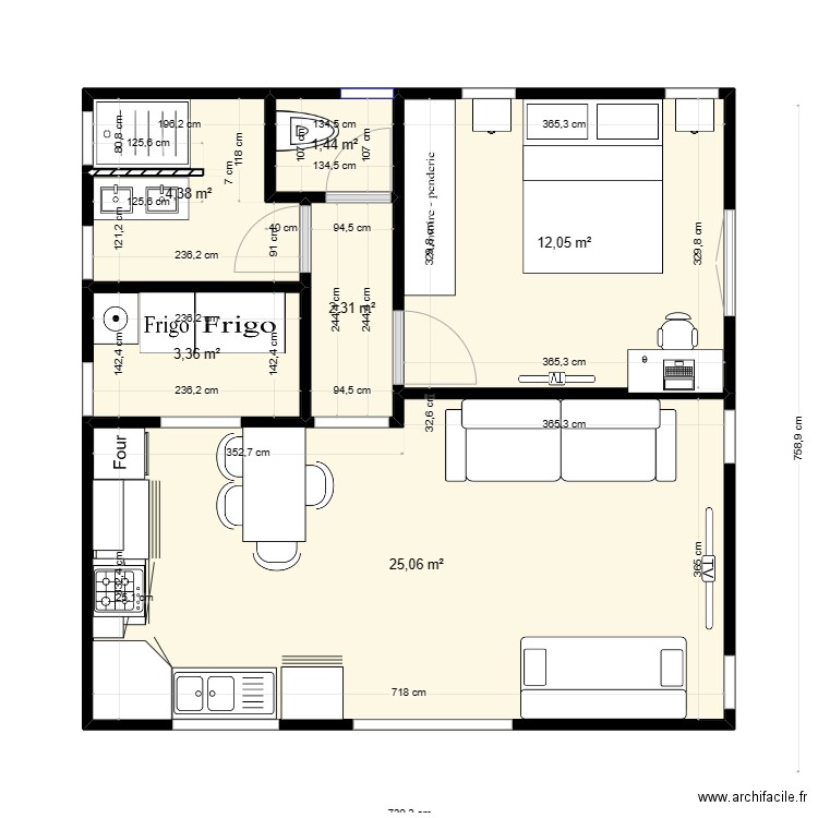 BUNGALOW HM. Plan de 6 pièces et 49 m2