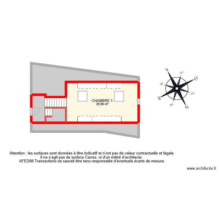 BI 10176 ETAGE. Plan de 13 pièces et 114 m2