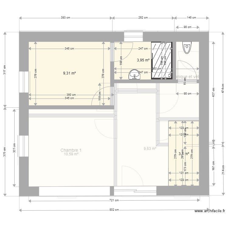 Liegeois Anémone. Plan de 9 pièces et 59 m2