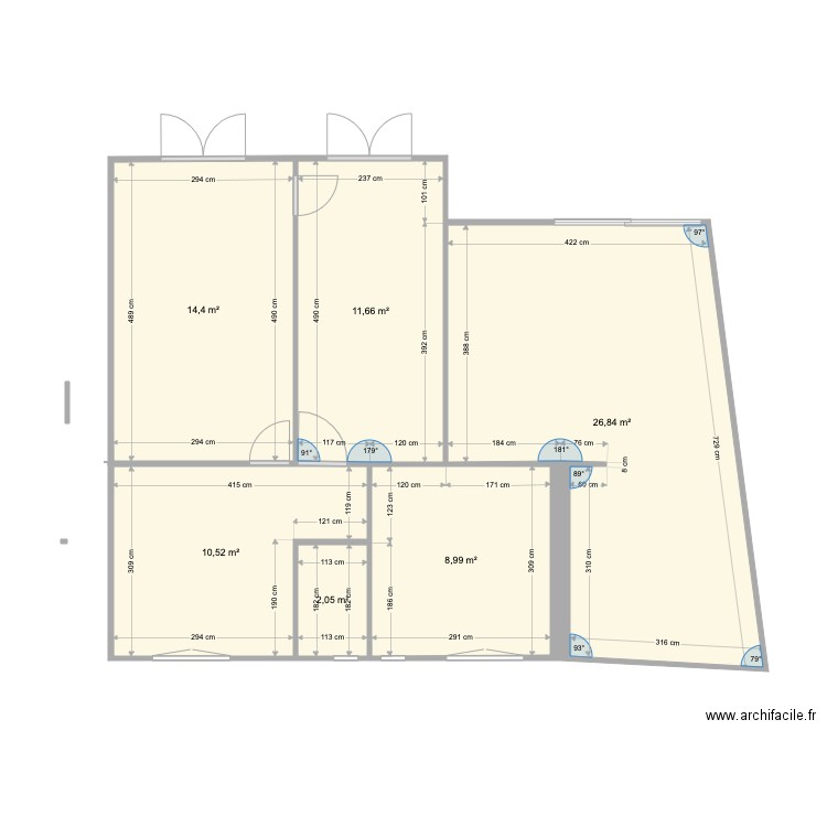 Le Teich Plan Original - Plan 6 pièces 74 m2 dessiné par Muriel Le Teich