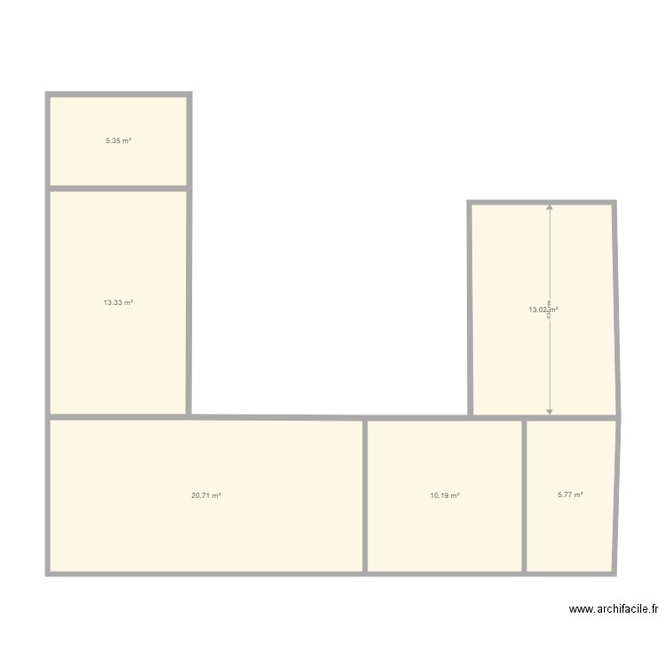 Linas ancien. Plan de 6 pièces et 68 m2