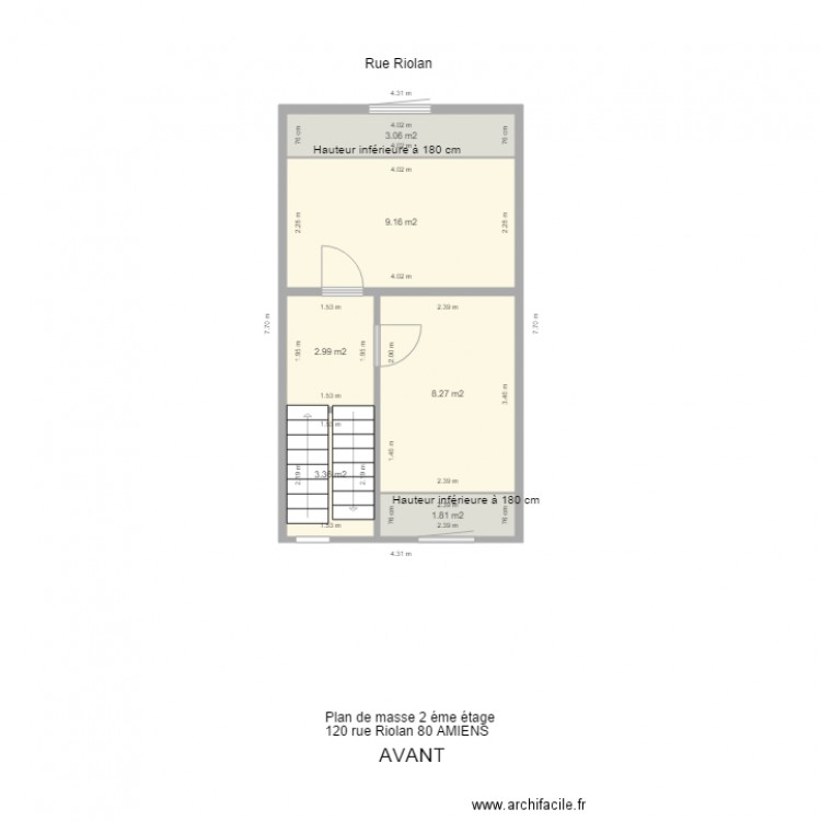 PLAN DE MASSE RIOLAN 2 eme étage. Plan de 6 pièces et 29 m2