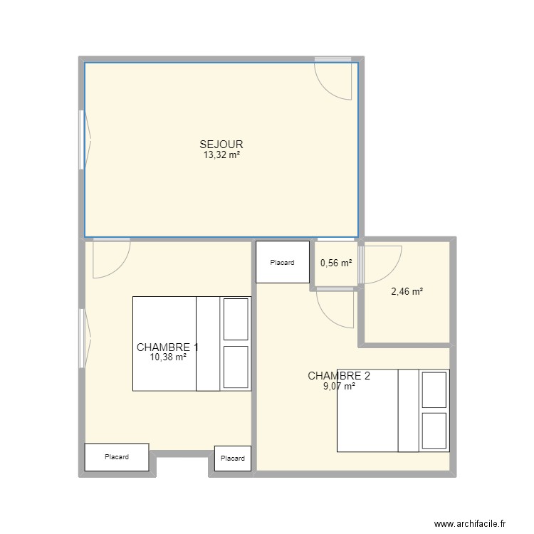 ZUPER 2. Plan de 5 pièces et 36 m2