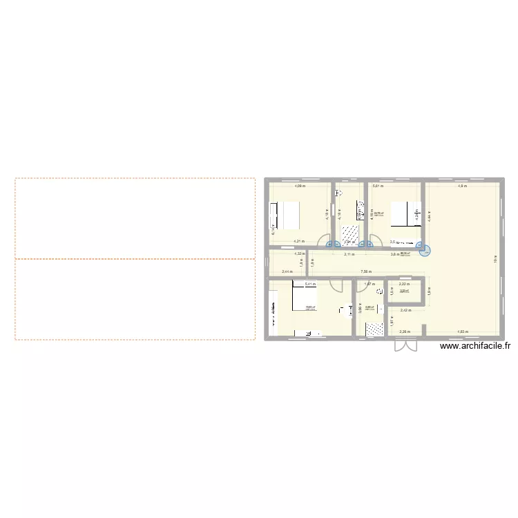 MAISON MONETTE. Plan de 5  et 141 m²