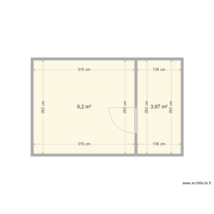 PLAN BUREAU NM ET ASSISTANCE. Plan de 2 pièces et 13 m2