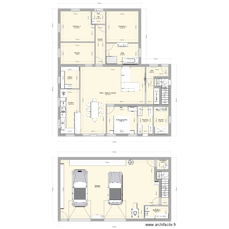 Plan Maison. Plan de 18 pièces et 207 m2