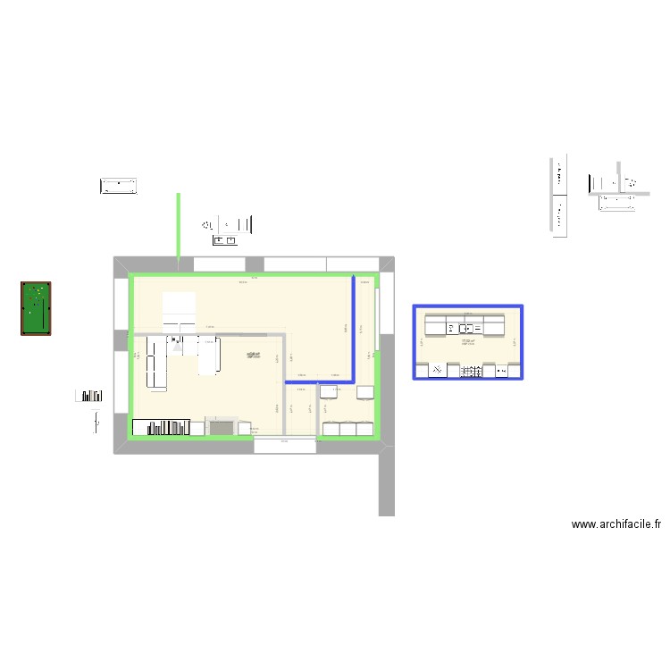 cerfontaine base arrière. Plan de 3 pièces et 199 m2