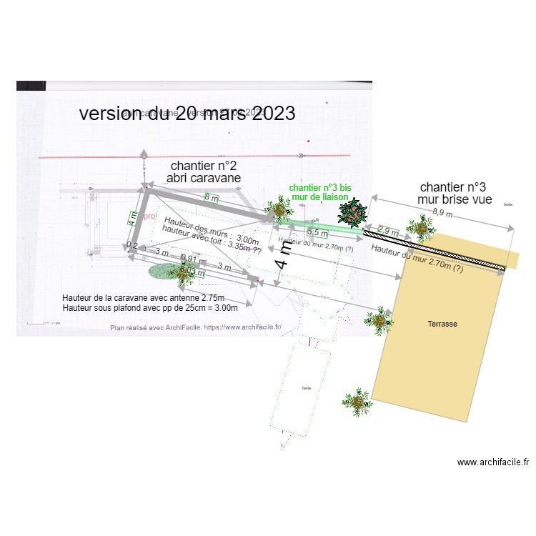 abri caravane + mur brise vue - version 2 - 2023 03 20. Plan de 0 pièce et 0 m2