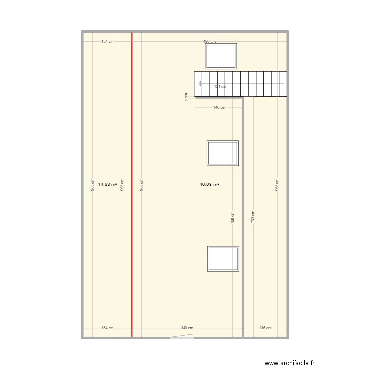 CREATION plan actuelle. Plan de 2 pièces et 62 m2