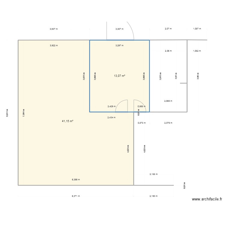 LONGUENESSE SM. Plan de 2 pièces et 54 m2