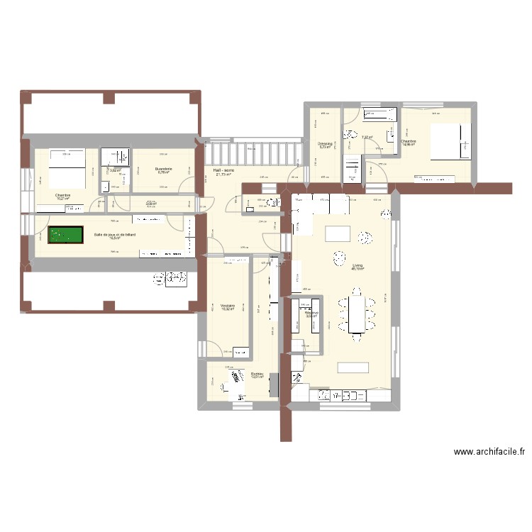 Projet 2 Officiel. Plan de 13 pièces et 163 m2