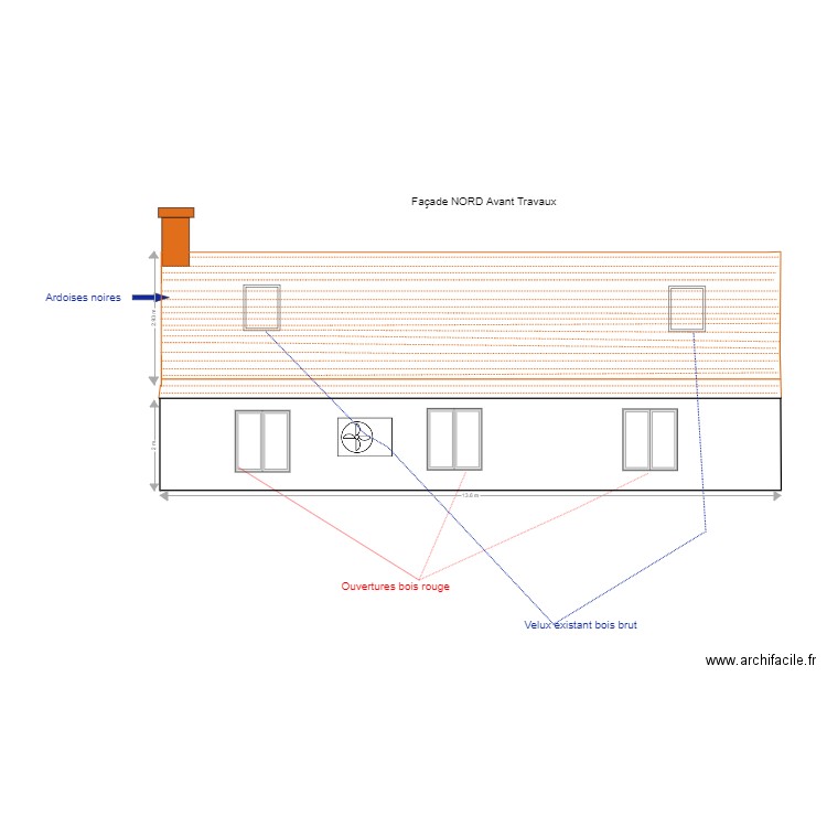 AVANT Façade Nord. Plan de 0 pièce et 0 m2