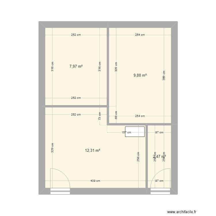 collectionneur 3. Plan de 4 pièces et 33 m2