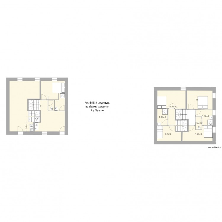 Plan Existant appartement  superette Le guerno version Juillet 2018 version 1. Plan de 0 pièce et 0 m2