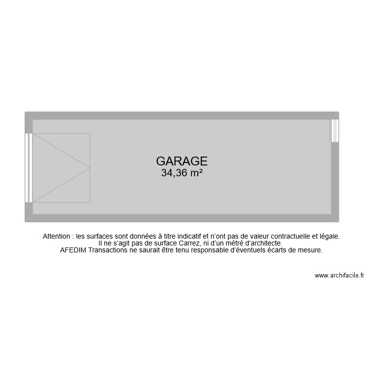 BI 9789  GARAGE . Plan de 1 pièce et 34 m2