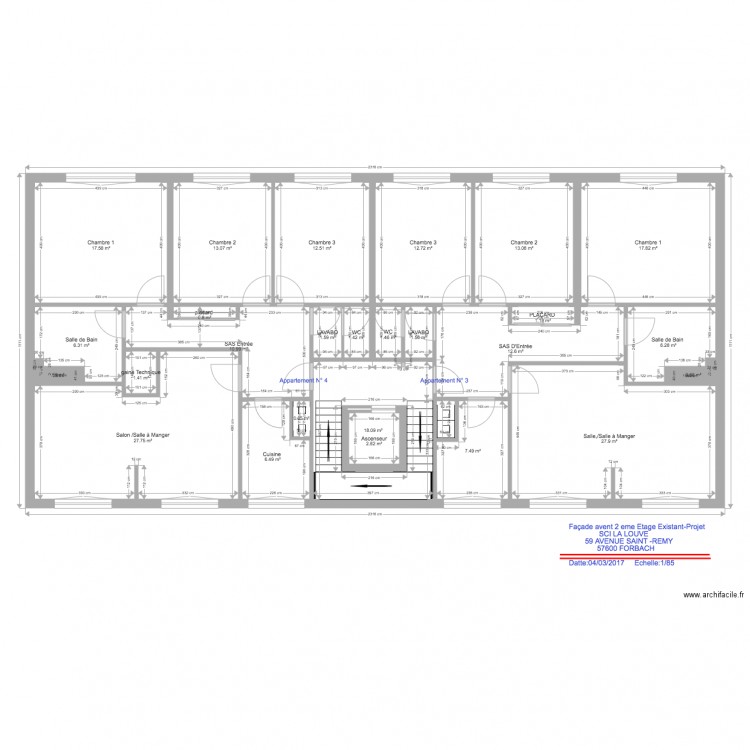 Hocin avent 2 eme etage existant projet 1. Plan de 0 pièce et 0 m2