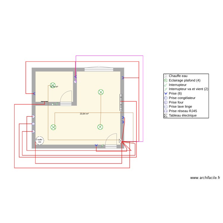 projet. Plan de 2 pièces et 30 m2