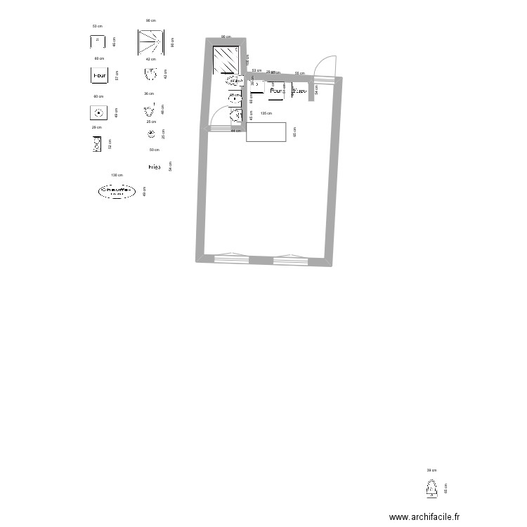 MICrose. Plan de 2 pièces et 26 m2