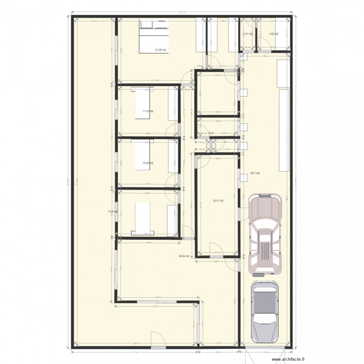 Extension avec couloir. Plan de 0 pièce et 0 m2