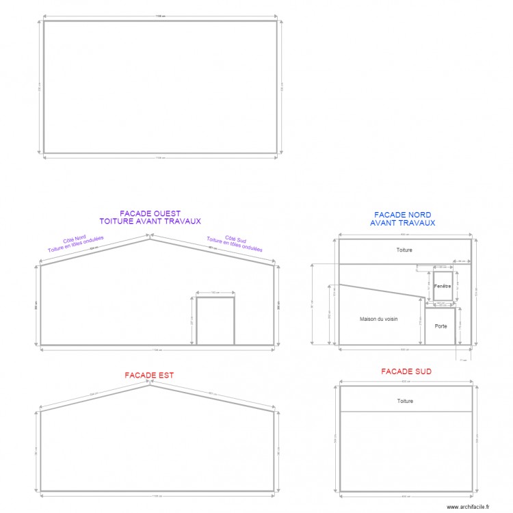 Plan de masse et façade. Plan de 0 pièce et 0 m2