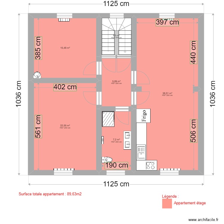 Eghezee Etage Apres. Plan de 6 pièces et 94 m2