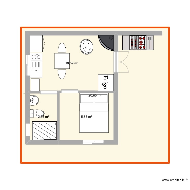 Abrigo Horta. Plan de 4 pièces et 64 m2