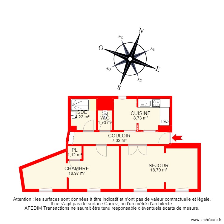 BI 13067 - . Plan de 13 pièces et 64 m2